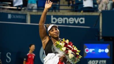 Serena Williams of the US acknowledges the crowd after her match against Belinda Bencic of Switzerland, during the second round of the National Bank Open women's tennis tournament, in Toronto, Canada, 10 August 2022. EPA / EDUARDO LIMA