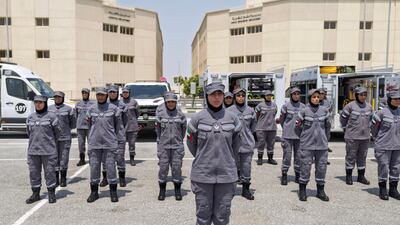 Female personnel on parade for Sheikh Hamdan's visit