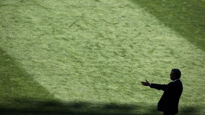 Greece coach Fernando Santos reacts during his side's Group C match against Colombia on Saturday in Belo Horizonte, Brazil in 2014 World Cup play. Adrian Dennis / AFP