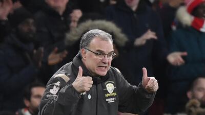 Leeds manager Marcelo Bielsa during the match. EPA