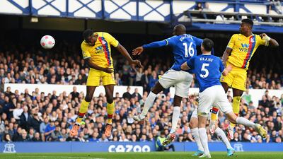 Jean-Philippe Mateta of Crystal Palace scores the first goal. Getty