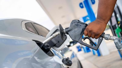 A petrol pump in San Marcos, Texas. Petrol in the US now costs $4 a gallon, a level last reached in 2022 after Russia invaded Ukraine. AFP