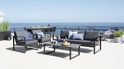 The Vonge outdoor set from Jysk was Dh6,199 and is now Dh4,999. Photo: Jysk