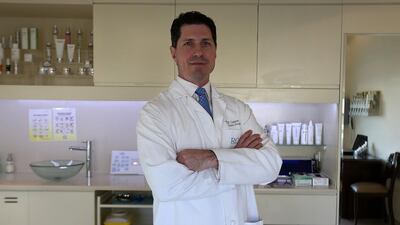 Dr Jay Calvert, a plastic surgeon from Beverly Hills, California, also works at the Aesthetica Clinic in Dubai. Pawan Singh / The National