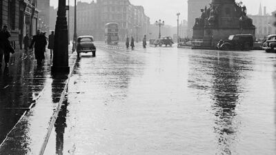 Dublin’s main thoroughfare of O’Connell Street in the 1950s. This is the setting for John Banville’s gritty crime novels. Photo George Pickow / Three Lions / Getty Images.