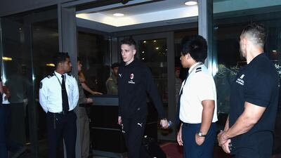 Andrea Conti of AC Milan arrive. Getty Images