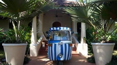 The Haywards' tuk tuk is one of the few features of the modern, frenetic world that is modern Goa to be represented at their establishment. Courtesy Vivenda dos Palhacos