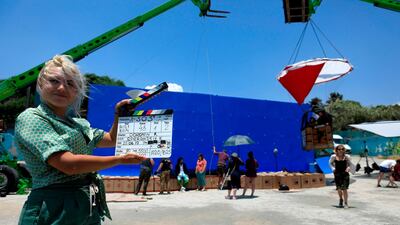 Technicians prepare the set of the movie 'SOS: Survive or Sacrifice', in Moni, near Pentakomo, some 20 kilometres east of the southern port of Limassol. AFP