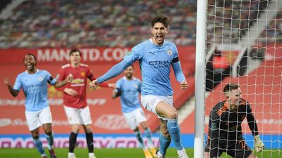 John Stones celebrates scoring the first goal. Reuters
