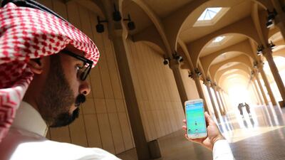 A Saudi man plays Pokemon Go in Riyadh on July 17, 2016. AFP