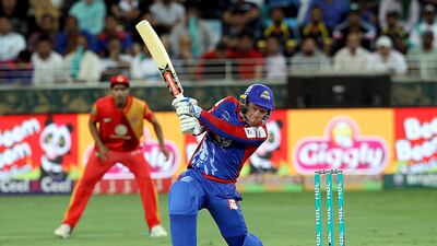 Colin Ingram of Karachi Kings in action against Islamabad United during their PSL match in Dubai. Satish Kumar for the National