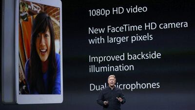 Philip Schiller, senior vice president of worldwide marketing at Apple, introduces the new iPad Air during the Apple event in San Francisco, California. Robert Galbraith / Reuters