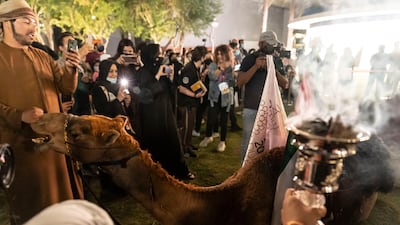 The trekkers are cheered and applauded at the end of their 13-day journey in Dubai on Tuesday.