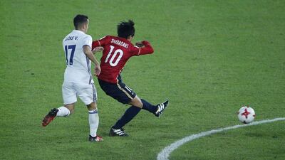 Kashima Antlers’ Gaku Shibasaki scores their second goal. Issei Kato / Reuters