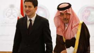 Britain's foreign secretary David Miliband, left, and Saudi foreign minister Prince Saud al Faisal.