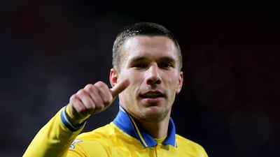 German international Lukas Podolski returned from a four-month hamstring injury lay-off to score the third goal at West Ham and will be back on the pitch Sunday against Newcastle United.
