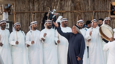 Al Hosn Festival, which this year runs from January 17 to February 1, is a celebration of Emirati heritage and Abu Dhabi culture focused on the surroundings of Qasr Al Hosn, the capital's fortress landmark built about 260 years ago. Here, traditional Emirati dance is performed. All photos: Ruel Pableo for The National