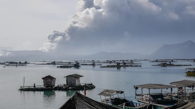 Ash spews into the air from the Taal Volcano in Talisay, Batangas. EPA