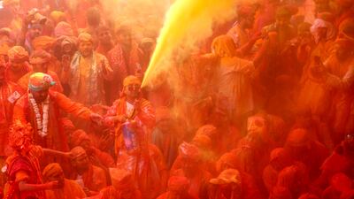 A colourful celebration of the Hindu spring festival of Holi in Uttar Pradesh, India. AFP