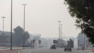 Hazy weather around the Al Manara Road and Al Wasl traffic lights. Antonie Robertson / The National