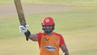 Islamabad United's Asif Ali scored a fine half-century in the PSL 2021 match against Lahore Qalandars. Photo: PCB
