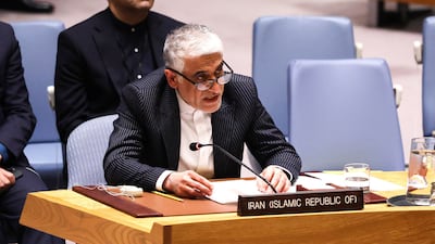 Iran's ambassador to the UN, Amir Saeid Iravani, addresses a Security Council meeting. AFP