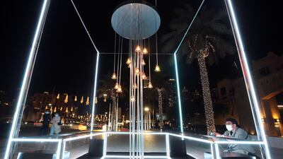The six works, installed along Sheikh Mohammed bin Rashid Boulevard, draw elements from traditional Emirati neighbourhoods. Chris Whiteoak / The National