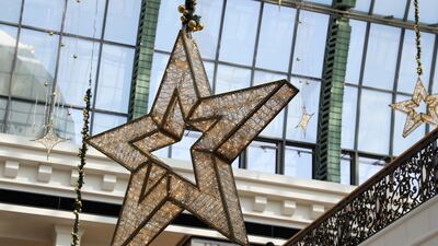 Christmas star decorations at Mall of the Emirates. Pawan Singh / The National