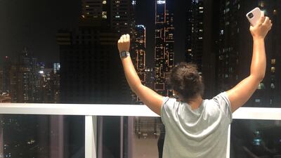 Thousands of Dubai residents cheered from their balconies on Wednesday night. Sophie Prideaux / The National