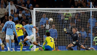 City's Julian Alvarez makes it 6-0. Reuters