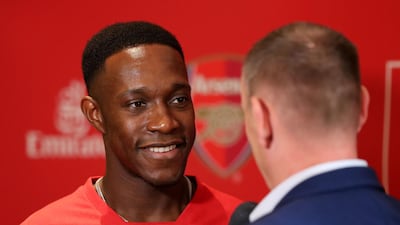 Arsenal and England striker Danny Welbeck made a guest appearance at Arsenal Soccer School Dubai on Wednesday. Chris Whiteoak / The National