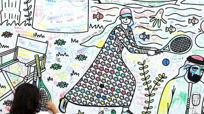 Artwork at the International Tennis Centre in Abu Dhabi. Chris Whiteoak / The National