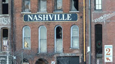 Police close off an area damaged by an explosion in Nashville. AFP