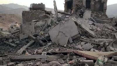 The ruins of home of Col Jamal Al Awlaki in Al Mahfrd district after an attack by suspected Al Qaeda militants on February 9, 2020. Courtesy of Cpt Salah Al Yousfi