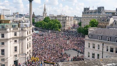 The Mall is packed for the wekeend's celebrations. PA