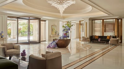 The lobby of the Jumeirah Carlton Tower, which hosted UAE leaders this week. Photo: Jumeirah