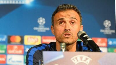 Barcelona manager Luis Enrique attends a press conference. Roberto Pfeil / AFP