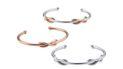 Tiffany Infinity cuffs in sterling silver with 18 carat rose gold, 18 carat rose gold and sterling silver. Courtesy Tiffany & Co.