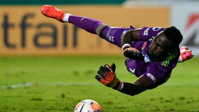 Millonarios goalkeeper Juan Moreno makes a save during their 2-1 Copa Sudamericana second-round victory against Deportivo Cali at the Estadio Deportivo Cali in Colombia, on Wednesday, November 4. AFP