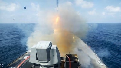 A Tomahawk missile is launched from the USS Spruance at an undisclosed location on February 28. US President Donald Trump has been egged on by Israel and Republican neocons to 'finish the job' on Iran. AFP / US CENTCOM / US Navy