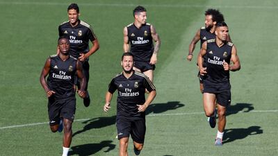Players take part in team's training session. EPA