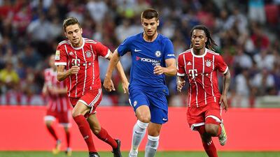 Chelsea's Alvaro Morata attacks the Bayern Munich defence. Thananuwat Srirasant / Getty Images
