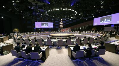 World leaders attend the Nuclear Security Summit in The Hague this week. Removing highly enriched uranium from civilian reactors, nuclear terrorism, cyber threats and strengthening global security were some of the topics that topped the agenda of the meeting. Yves Herman / AP Photo