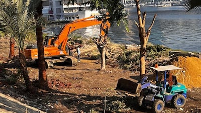 Heavy machinery clearing a public park in the Cairo upper-class district of Zamalek. Photo: Nabil Fahmy