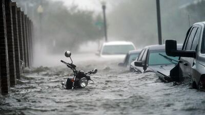 Flood waters move on the street, in Pensacola, Florida after the passing of Hurricane Sally in September 2020. AP Photo
