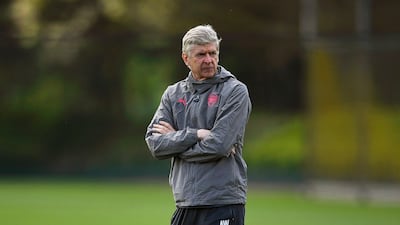 Arsene Wenger oversees a training session ahead of Arsenal's Europa League semi-final against Atletico Madrid. Neil Hall / EPA