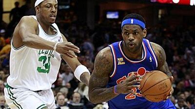 LeBron James, of Cleveland, right, and Boston's Paul Pierce will resume hostilities.