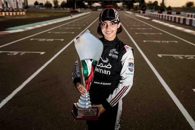 A young Amna Al Qubaisi after winning the Rotax Max Challenge series by a massive 173 points.