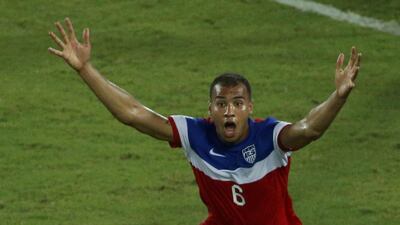 John Brooks celebrates USA's winning goal against Ghana, with a little hint of disbelief. Carlos Barria / Reuters