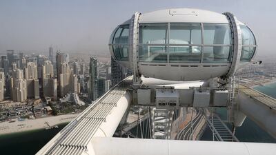 A cabin at the end of one of Ain Dubai's spokes. Pawan Singh / The National